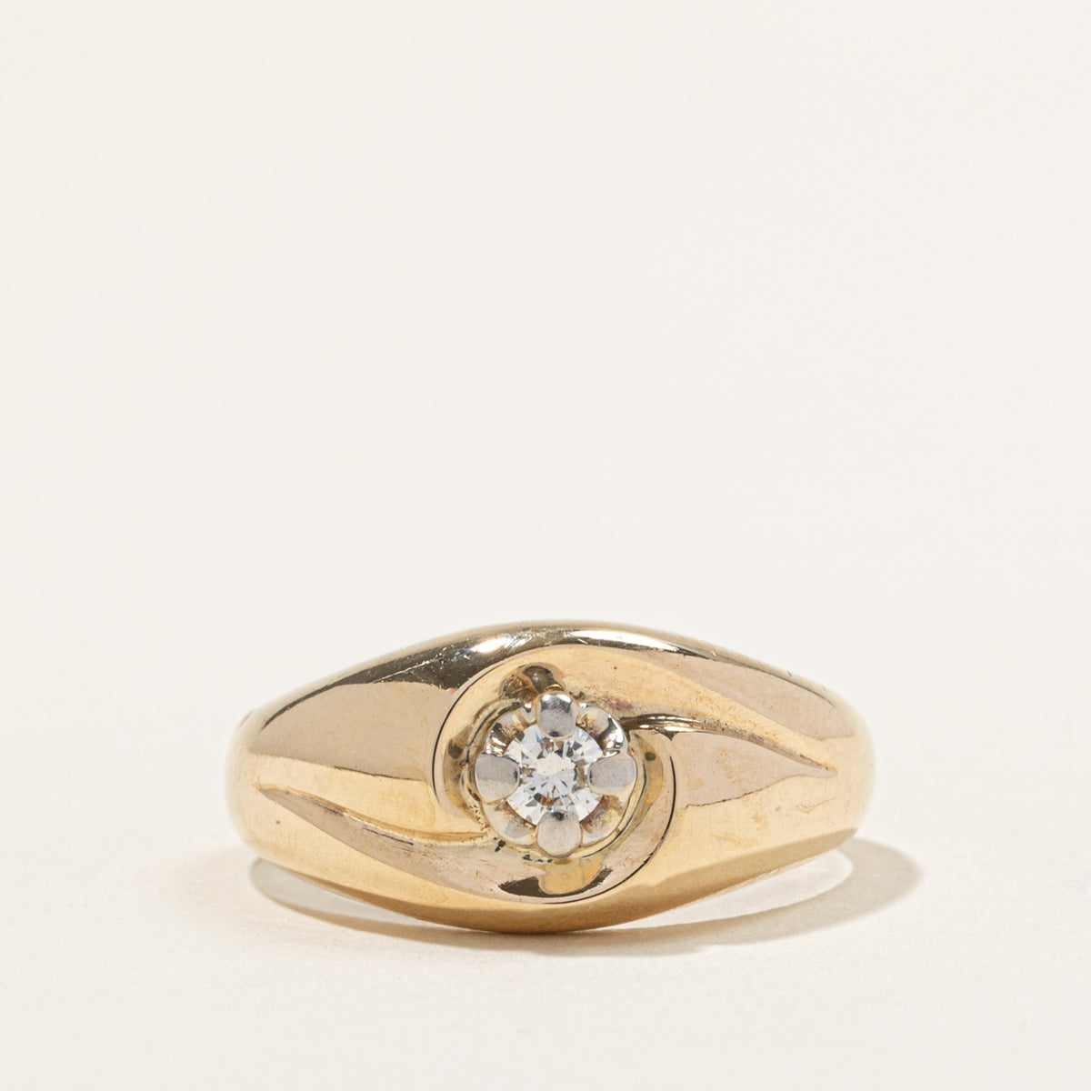10k Solitaire Diamond Grooved Dome Ring | 0.17ct | SZ 10.25