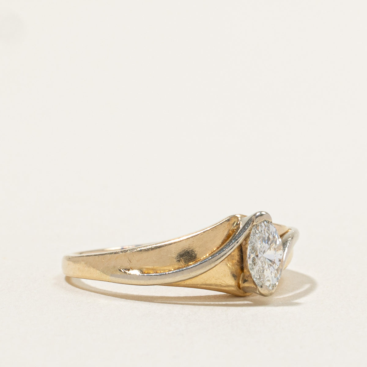 14k Solitaire Marquise Cut Diamond Bypass Ring | 0.25ct SI1/SI2 H/I | SZ 5