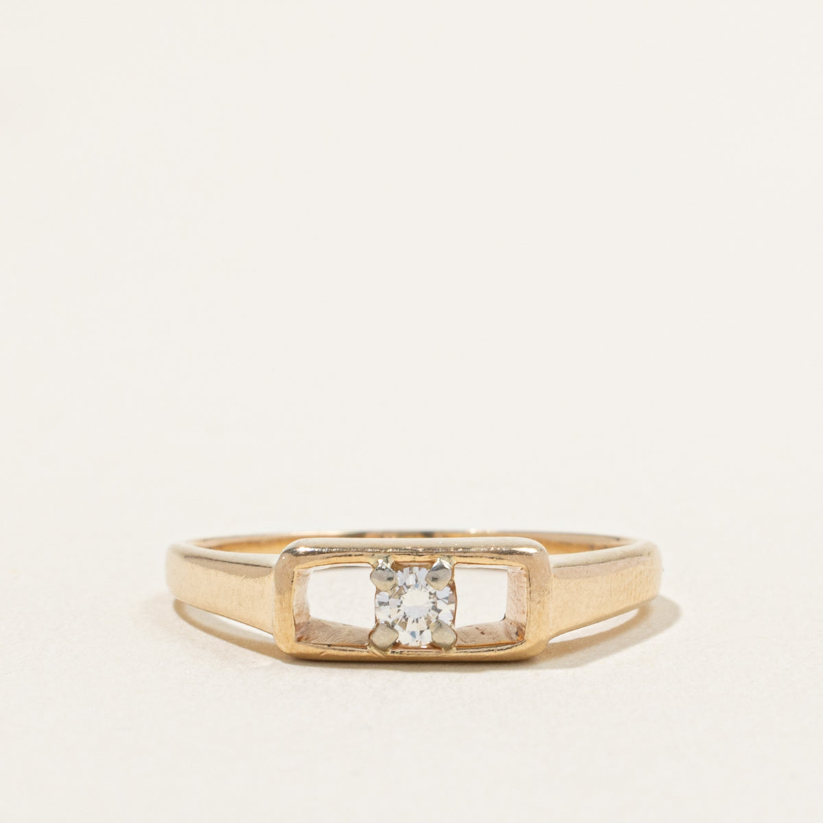 10k Solitaire Diamond Open Framed Ring | 0.13ct | SZ 8