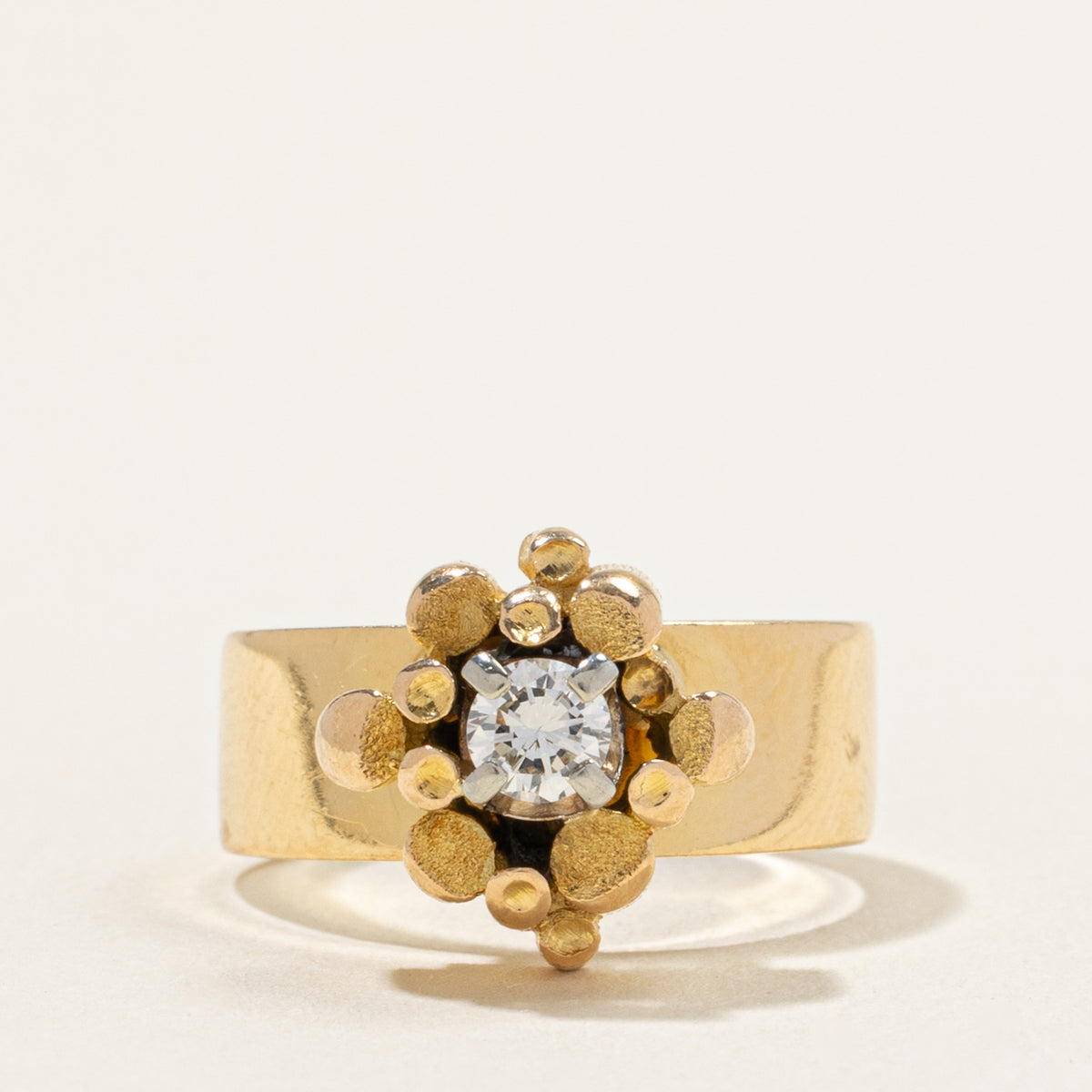 'Cavelti' Solitaire Diamond Bead Textured Ring | 0.20ct | SZ 4.75
