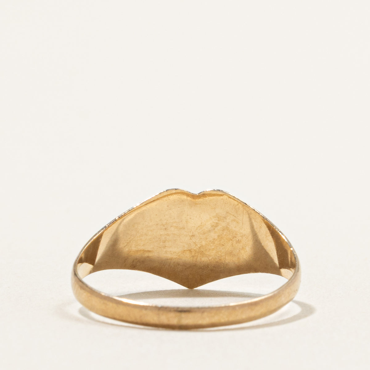 9k Yellow Gold Engraved "AMH" Initial Heart Signet Ring | SZ 5.75
