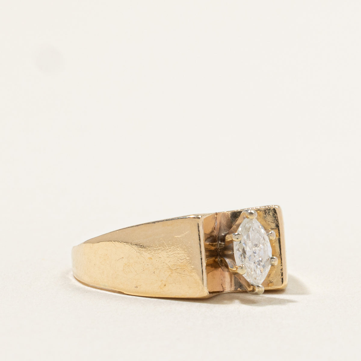 14k Solitaire Marquise Cut Diamond Ring | 0.33ct I2 G/H | SZ 7