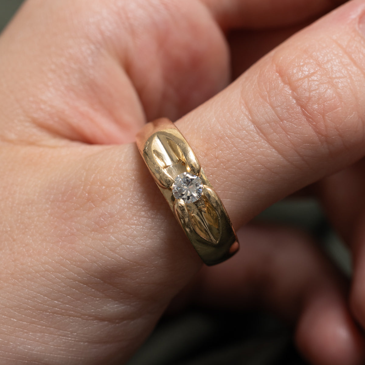 14k Solitaire Diamond Bow Design Ring | 0.32ct SI1 G/H | SZ 9.25