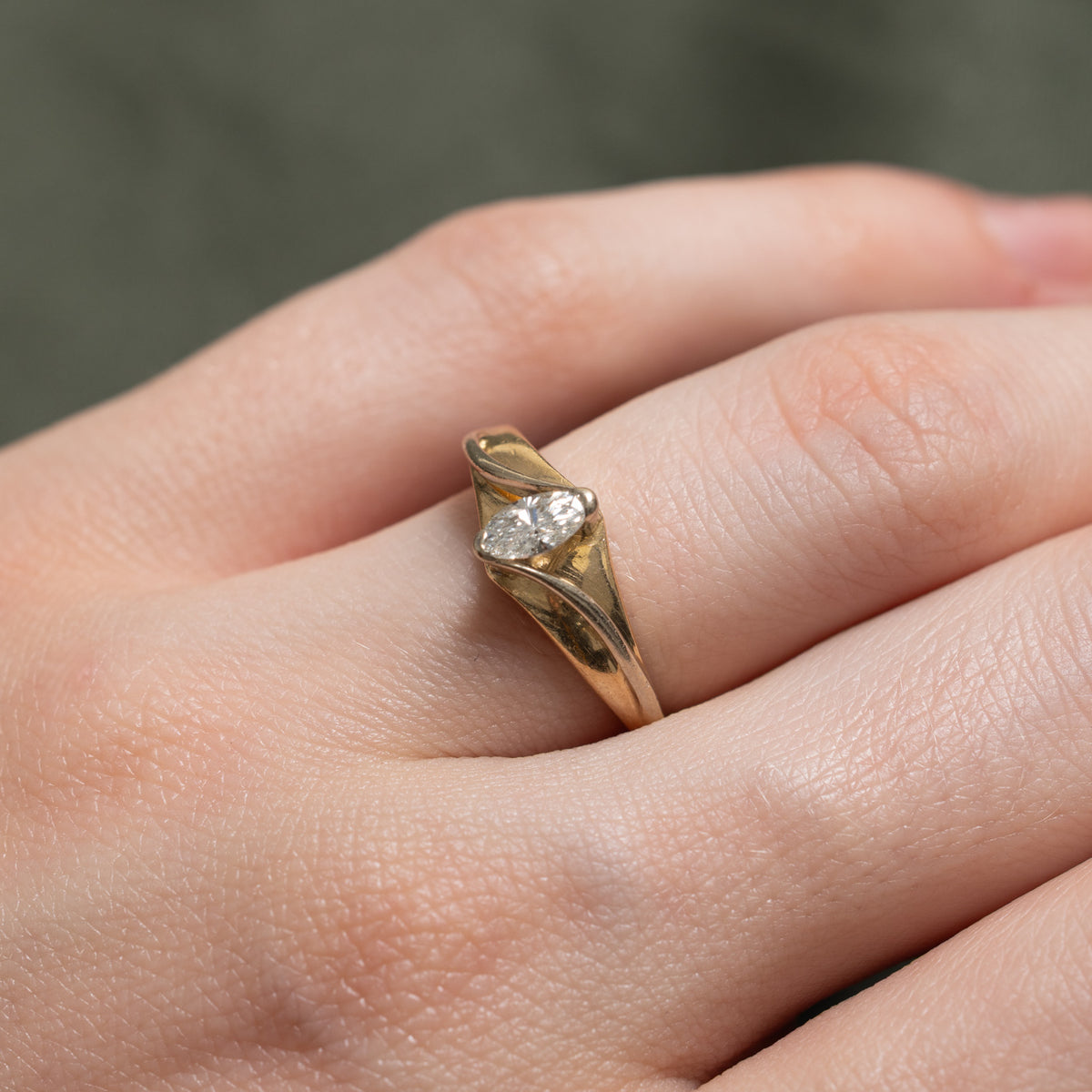 14k Solitaire Marquise Cut Diamond Bypass Ring | 0.25ct SI1/SI2 H/I | SZ 5