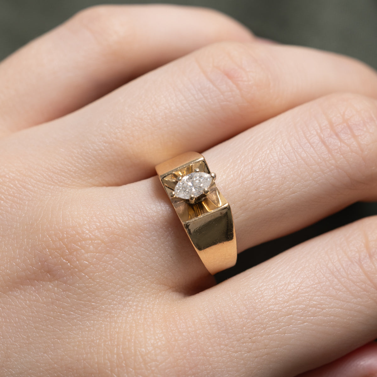 14k Solitaire Marquise Cut Diamond Ring | 0.33ct I2 G/H | SZ 7