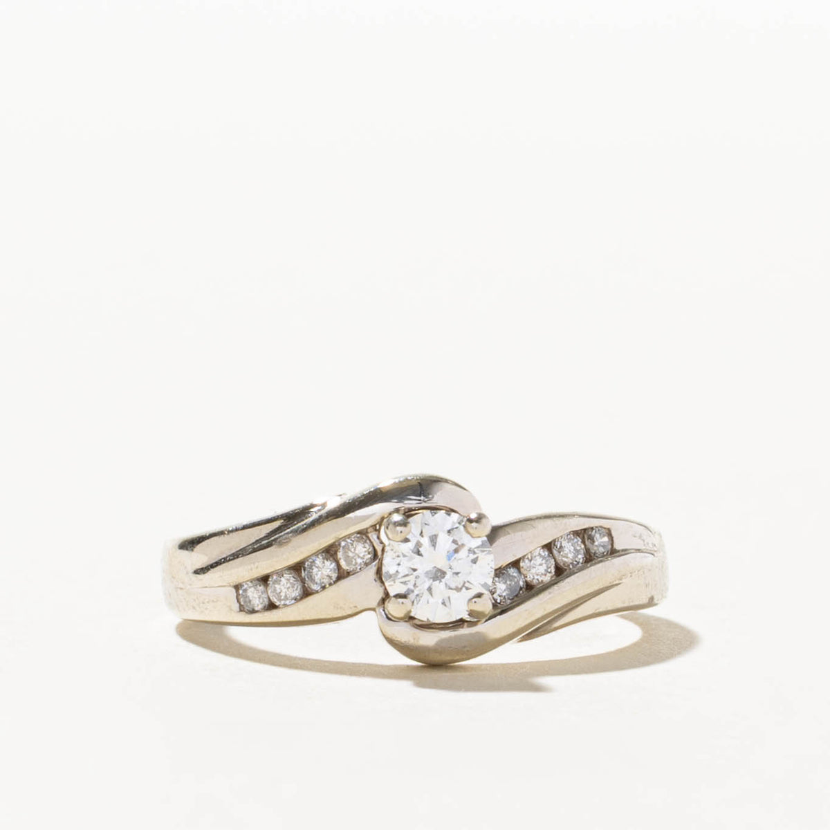 14k Diamond Channel Set Accented Bypass Ring | 0.31ct SI2 F, 0.12ctw | SZ 7