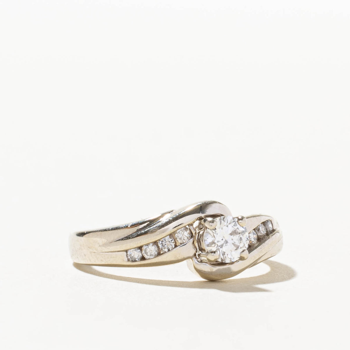 14k Diamond Channel Set Accented Bypass Ring | 0.31ct SI2 F, 0.12ctw | SZ 7