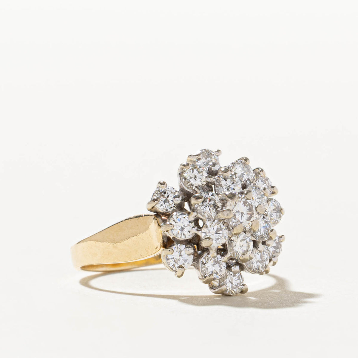 14k Yellow Gold Diamond Round Cluster Ring | 0.66ctw | SZ 5