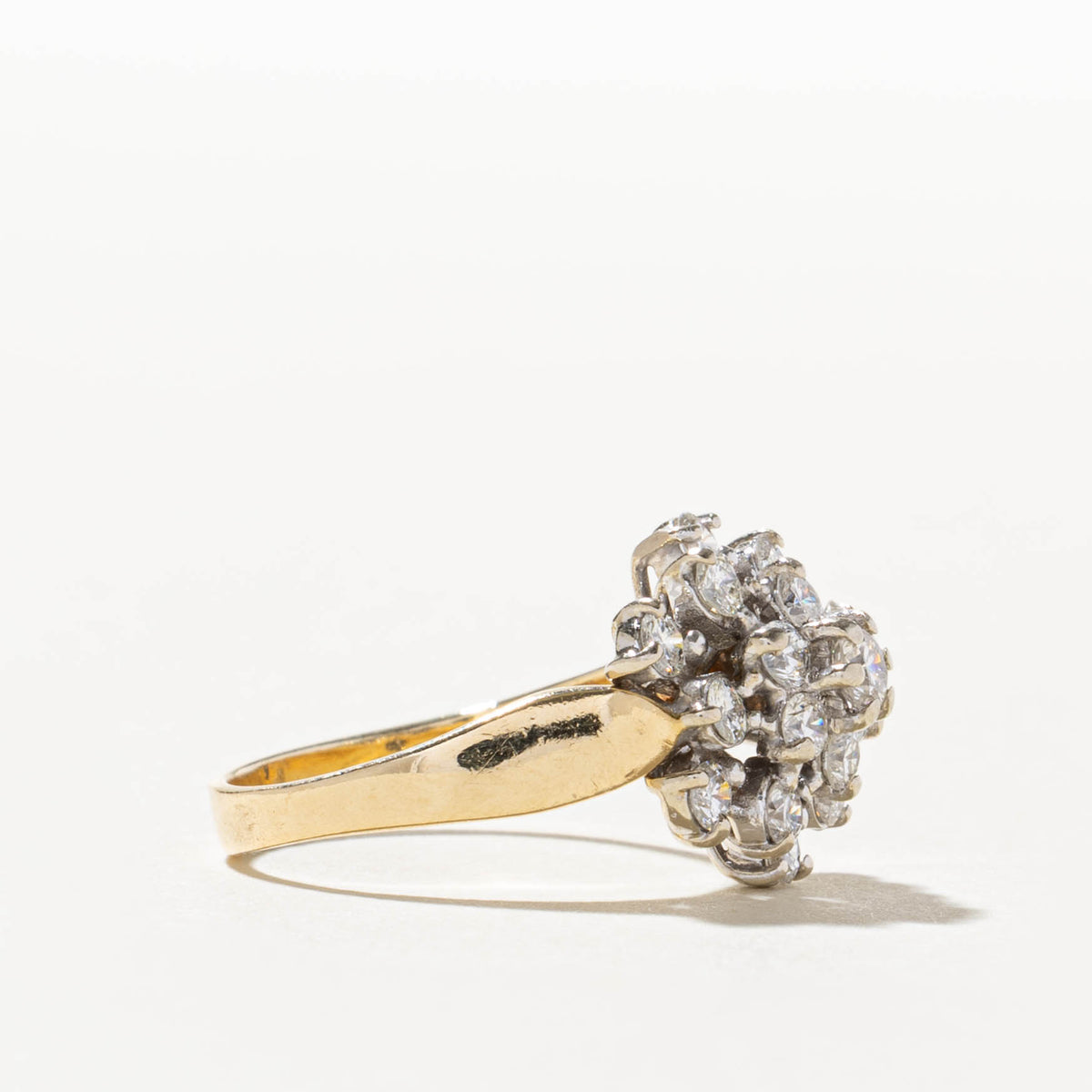 14k Yellow Gold Diamond Round Cluster Ring | 0.66ctw | SZ 5