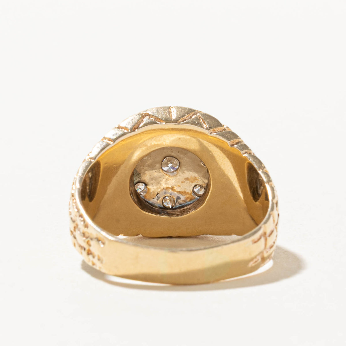 14k Diamond Cluster Nuggety Signet Ring | 1.10ctw | SZ 10.25