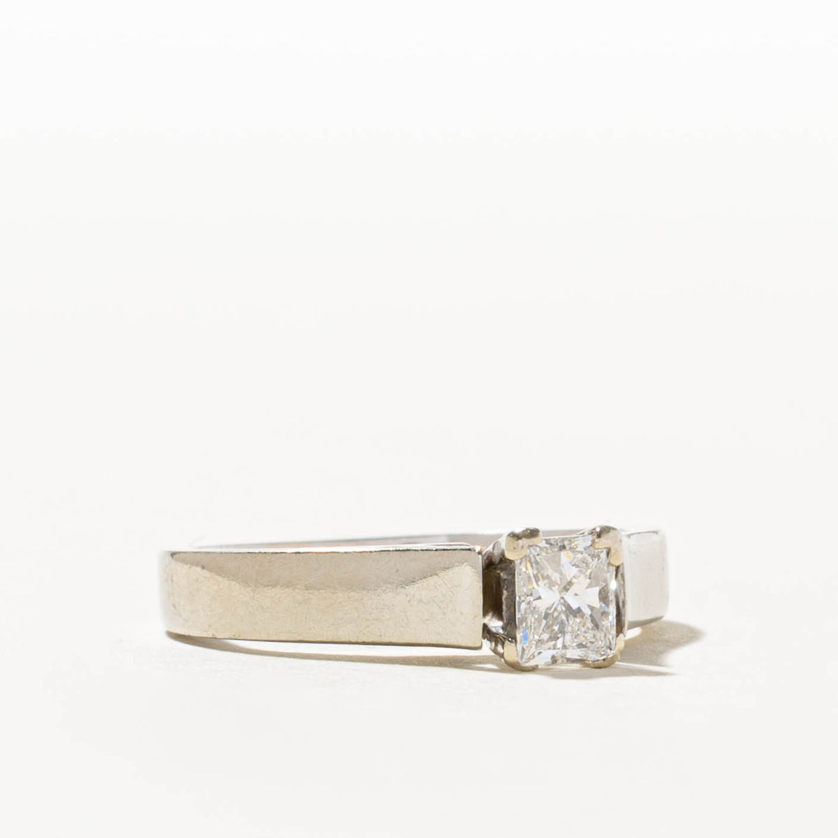 18k Solitaire Princess Cut Diamond Ring | 0.47ct SI2 I/J | SZ 6.75