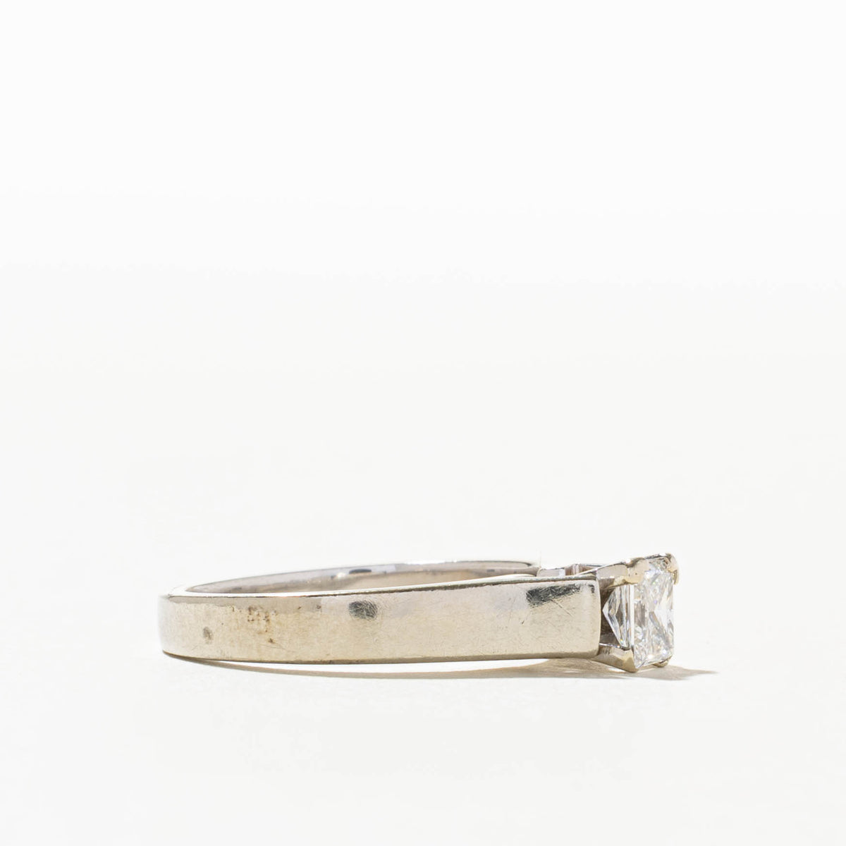 18k Solitaire Princess Cut Diamond Ring | 0.47ct SI2 I/J | SZ 6.75
