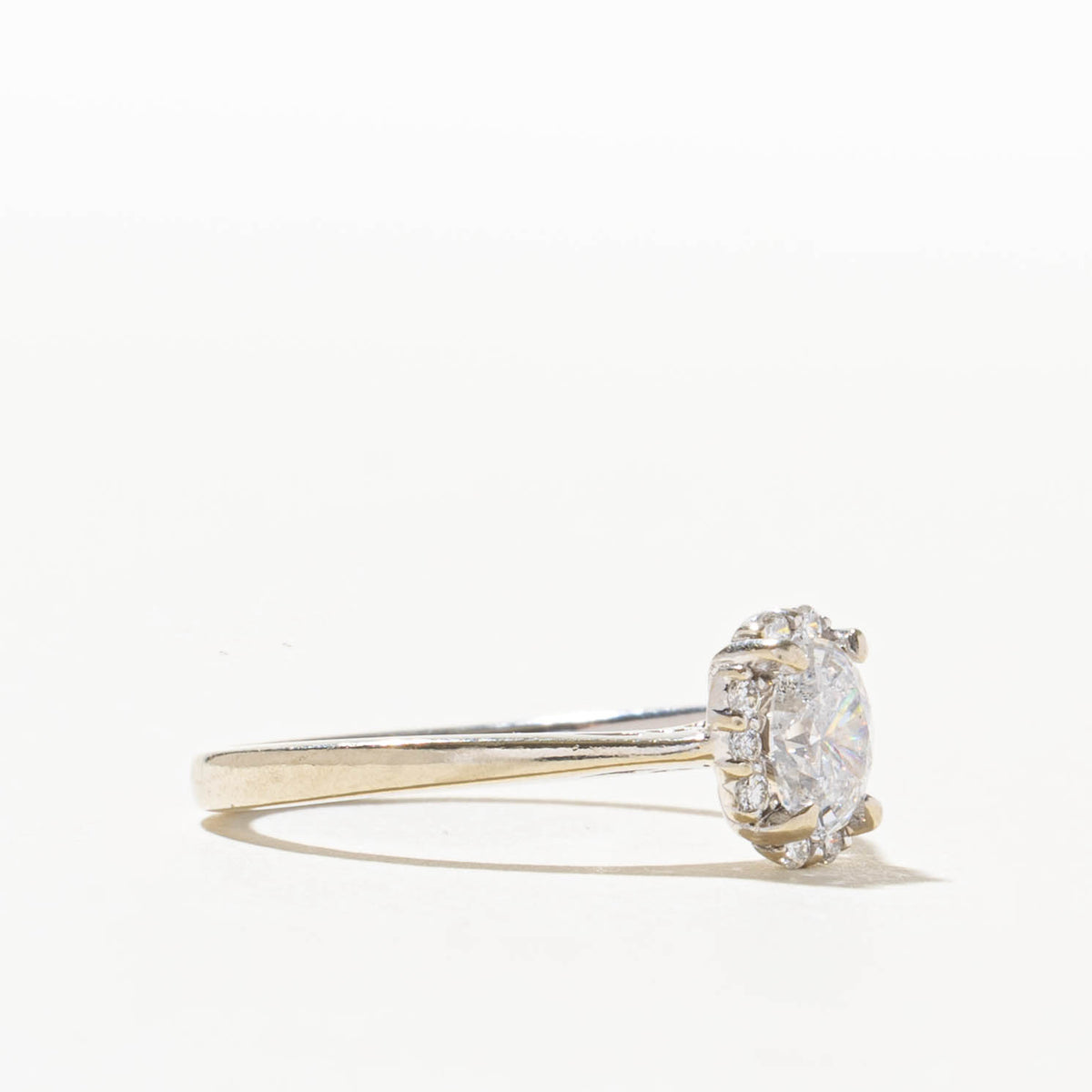 14k Oval Cut Diamond Halo Ring | 0.55ct I1 F, 0.1ctw | SZ 7