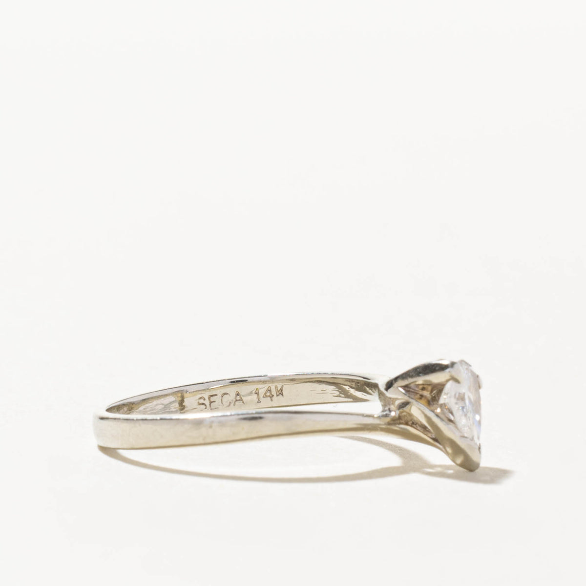 14k Solitaire Pear Cut Diamond Bypass Ring | 0.35ct I1/I2 H/I | SZ 5.5