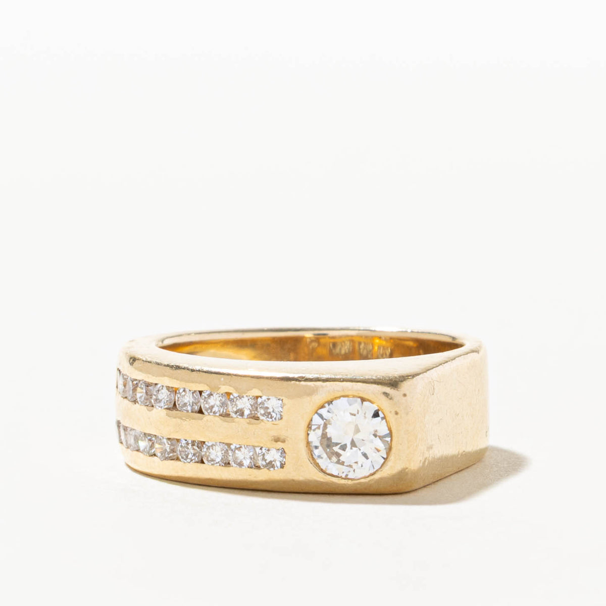 14k Flush Side Set Diamond Channel Accented Ring | 0.45ct VS1/VS2 I/J, 0.36ctw | SZ 7.25