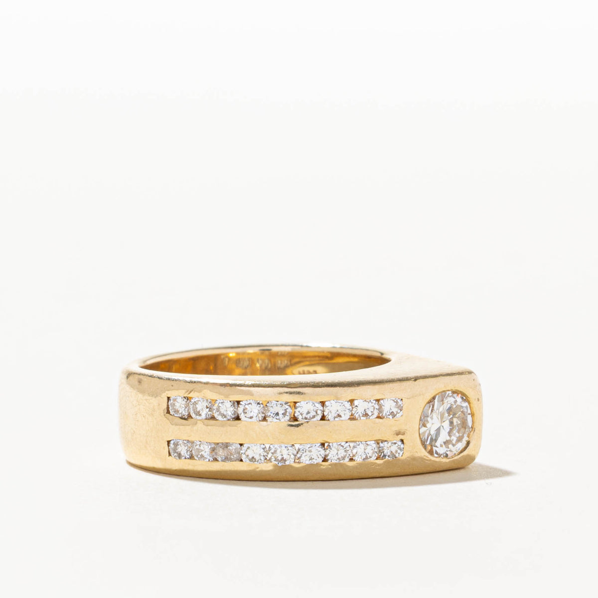 14k Flush Side Set Diamond Channel Accented Ring | 0.45ct VS1/VS2 I/J, 0.36ctw | SZ 7.25