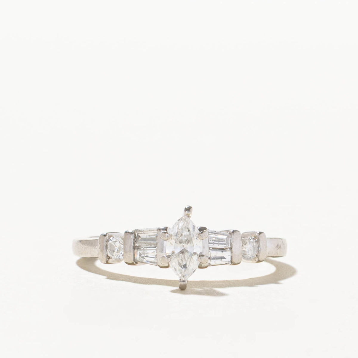 950 Platinum Marquise Cut Diamond Accented Ring | 0.25ct I1 G/H, 0.16ctw | SZ 6.75