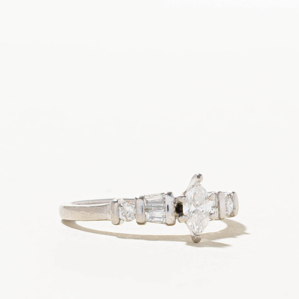 950 Platinum Marquise Cut Diamond Accented Ring | 0.25ct I1 G/H, 0.16ctw | SZ 6.75