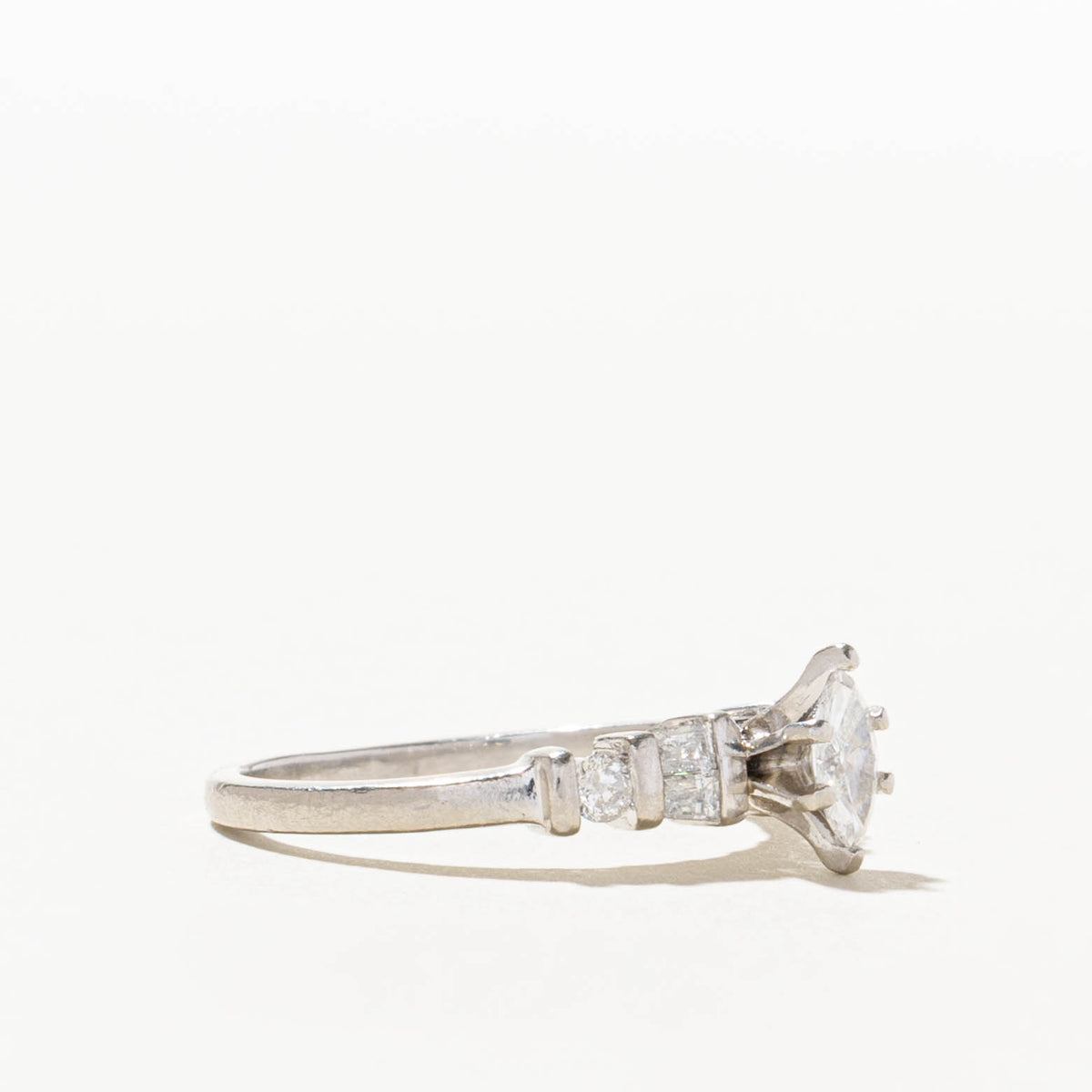950 Platinum Marquise Cut Diamond Accented Ring | 0.25ct I1 G/H, 0.16ctw | SZ 6.75