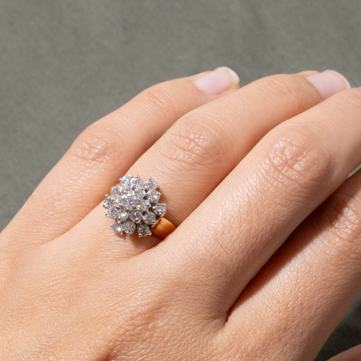 14k Yellow Gold Diamond Round Cluster Ring | 0.66ctw | SZ 5
