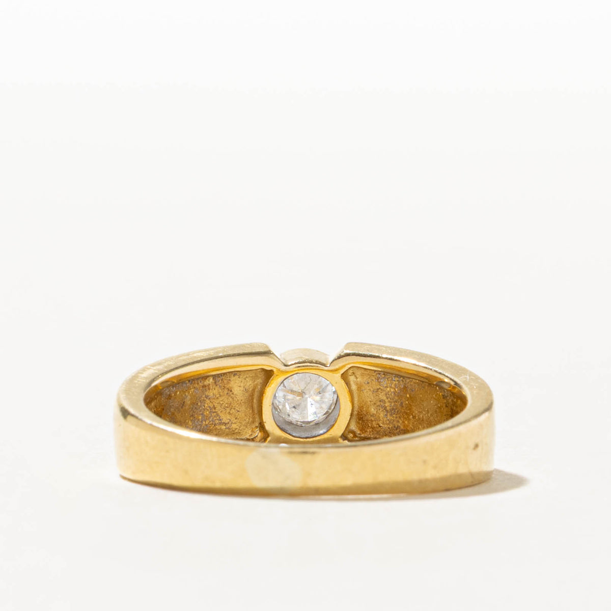 18k Solitaire Bezel Set Diamond Grooved Ring | 0.22ct | SZ 6.5