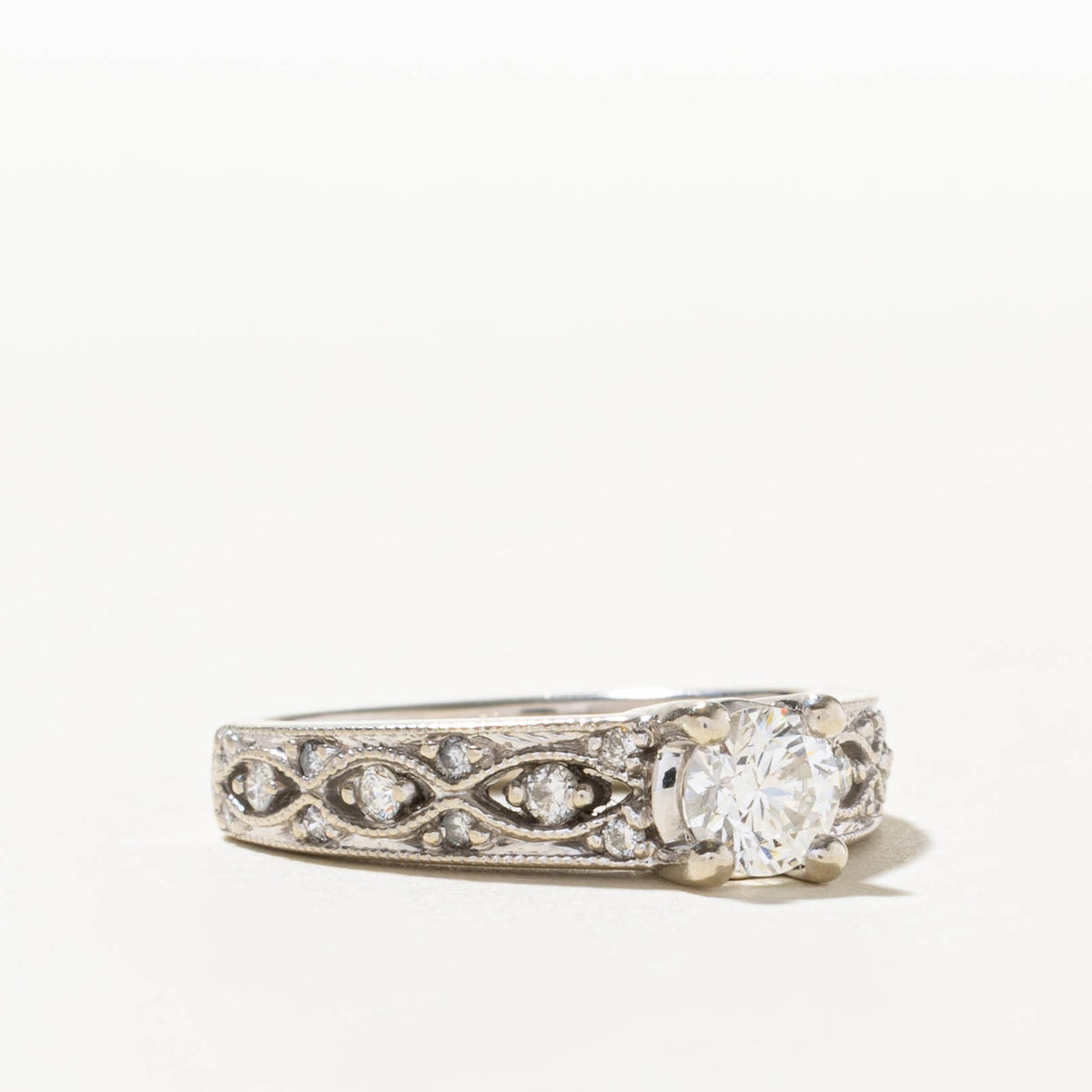 14k Diamond Milgrain Marquise Patterned Ring | 0.51ct I1 G, 0.12ctw | SZ 6.25