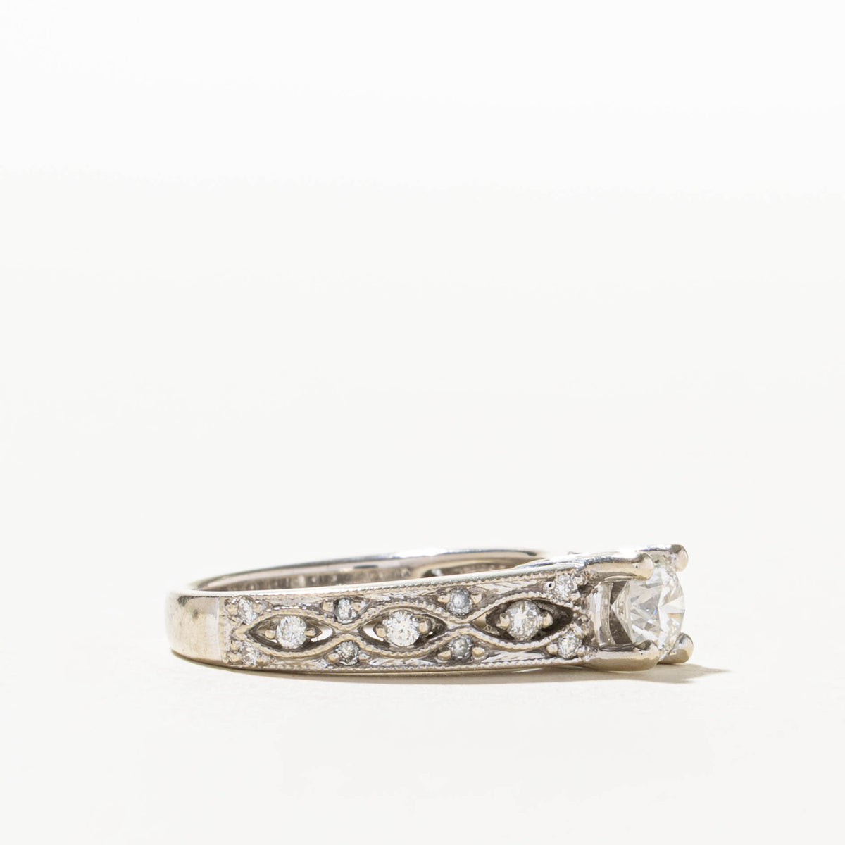 14k Diamond Milgrain Marquise Patterned Ring | 0.51ct I1 G, 0.12ctw | SZ 6.25