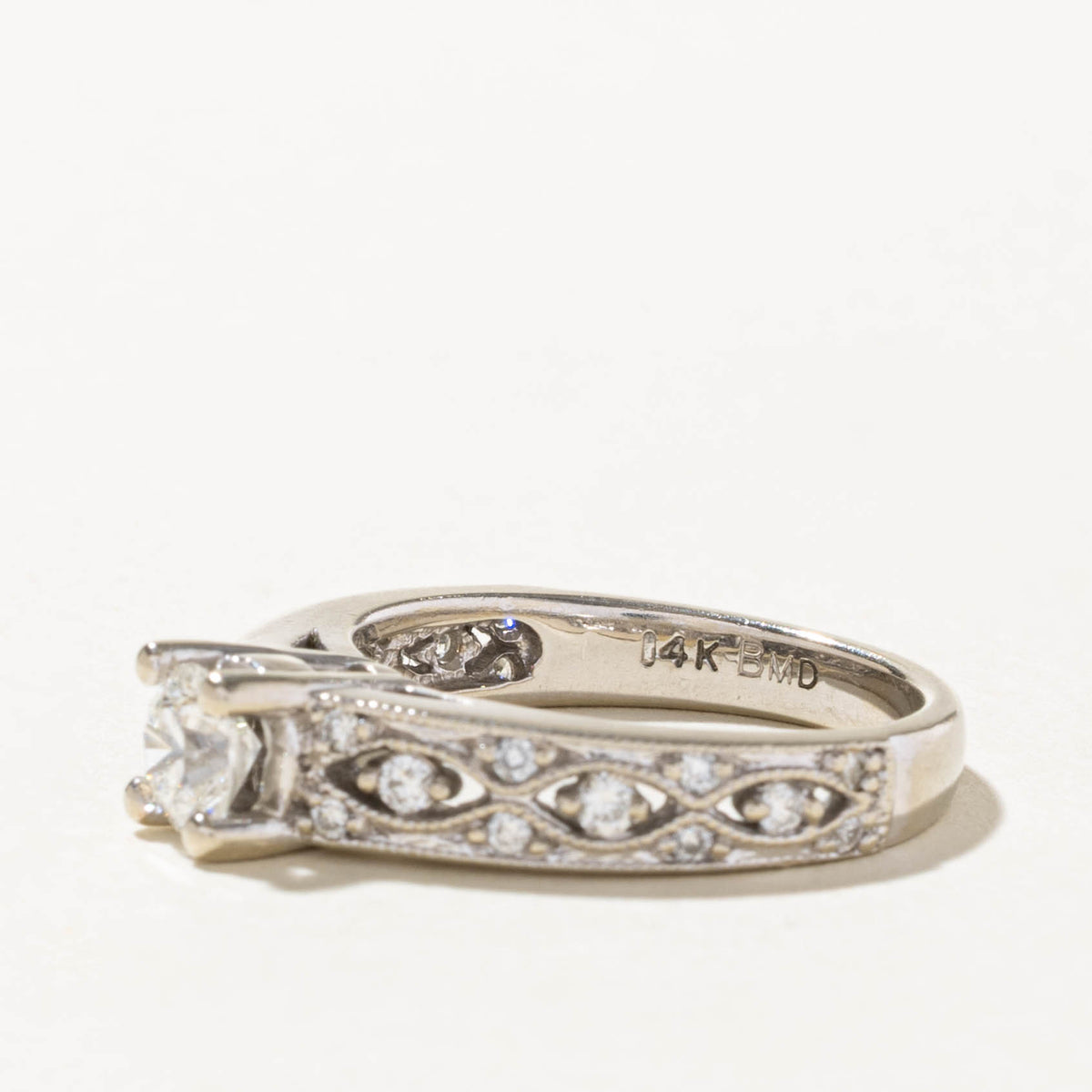 14k Diamond Milgrain Marquise Patterned Ring | 0.51ct I1 G, 0.12ctw | SZ 6.25