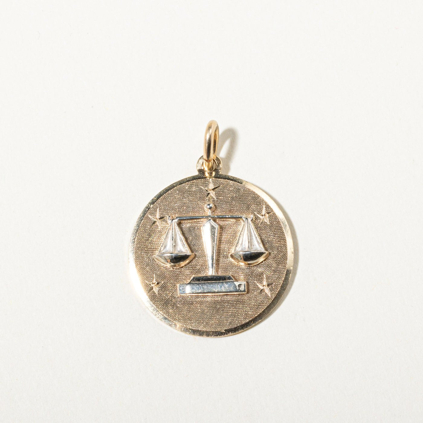 14k Yellow & White Gold Libra Zodiac Circle Pendant