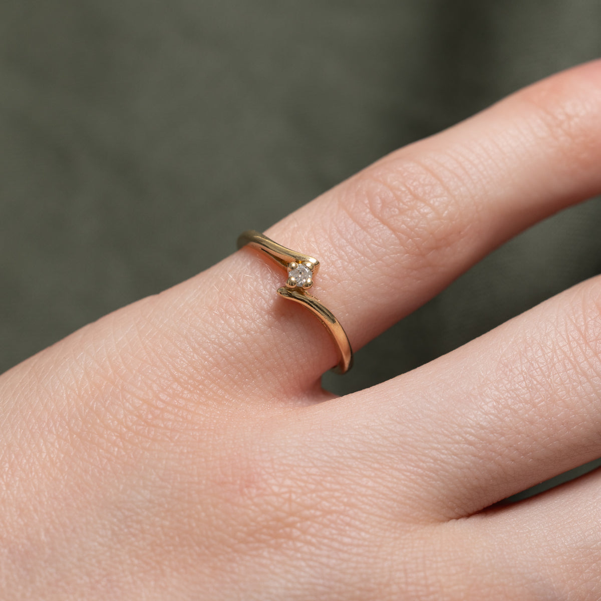 10k Solitaire Diamond Petite Bypass Ring | SZ 4