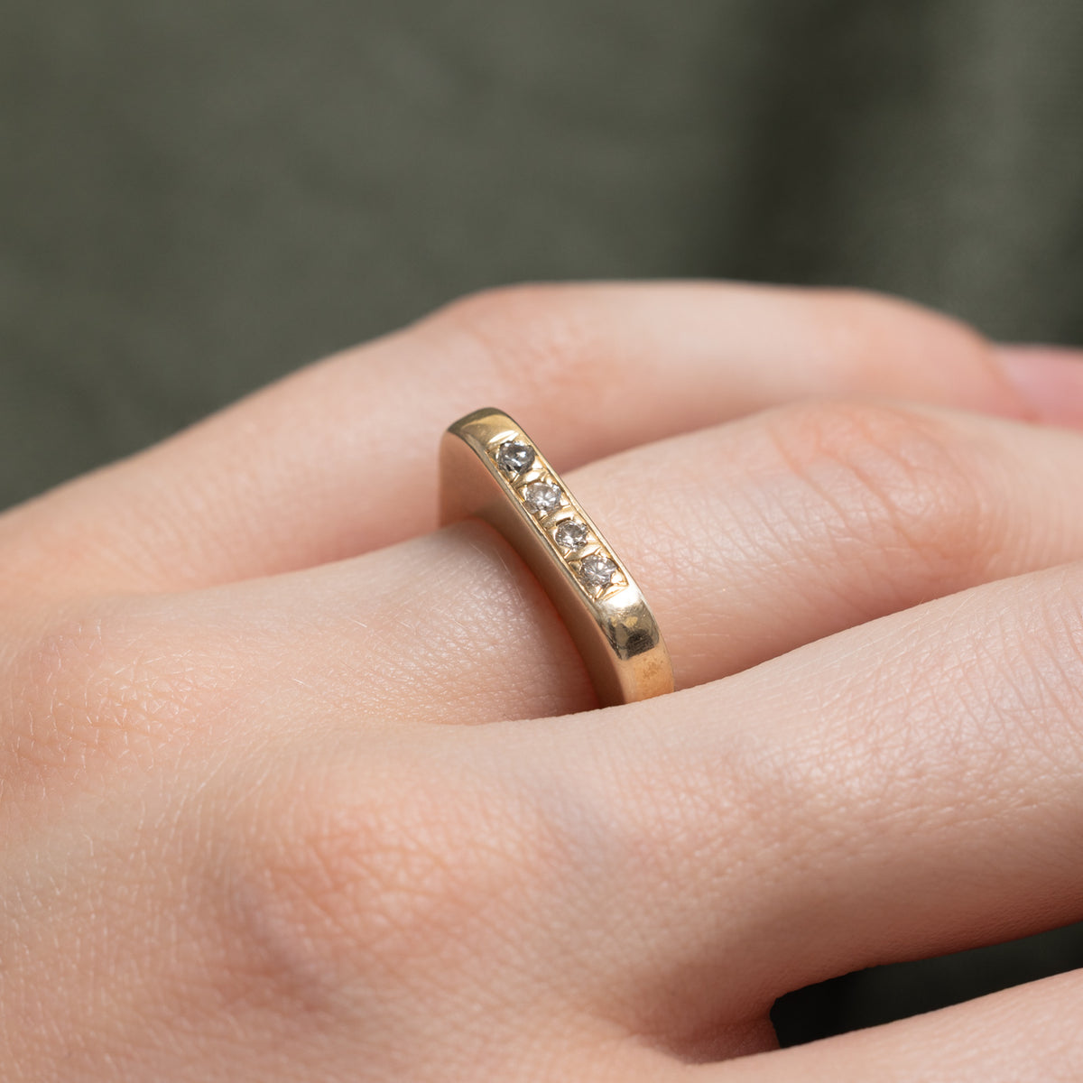 14k Four Stone Diamond Soft-Square Band | 3.1mm | SZ 5.25