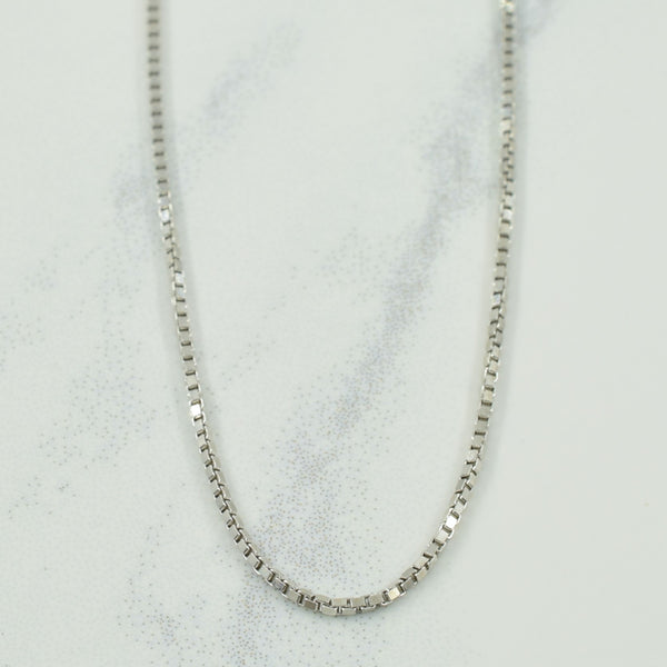 18k White Gold Italian Hallmark Box Chain | 18