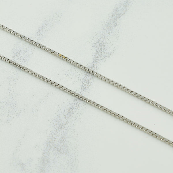 18k White Gold Italian Hallmark Box Chain | 18