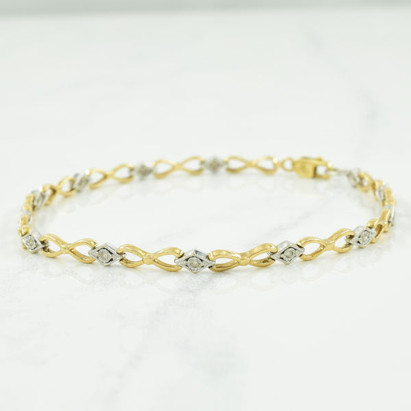 Two Tone Gold Diamond Bracelet | 0.07ctw | 7.25