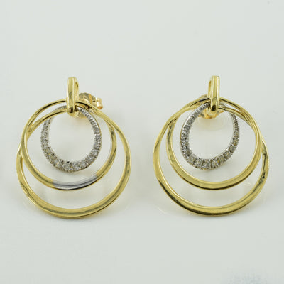 14k Yellow Gold Multi Hoop Diamond Earrings | 0.16ctw |