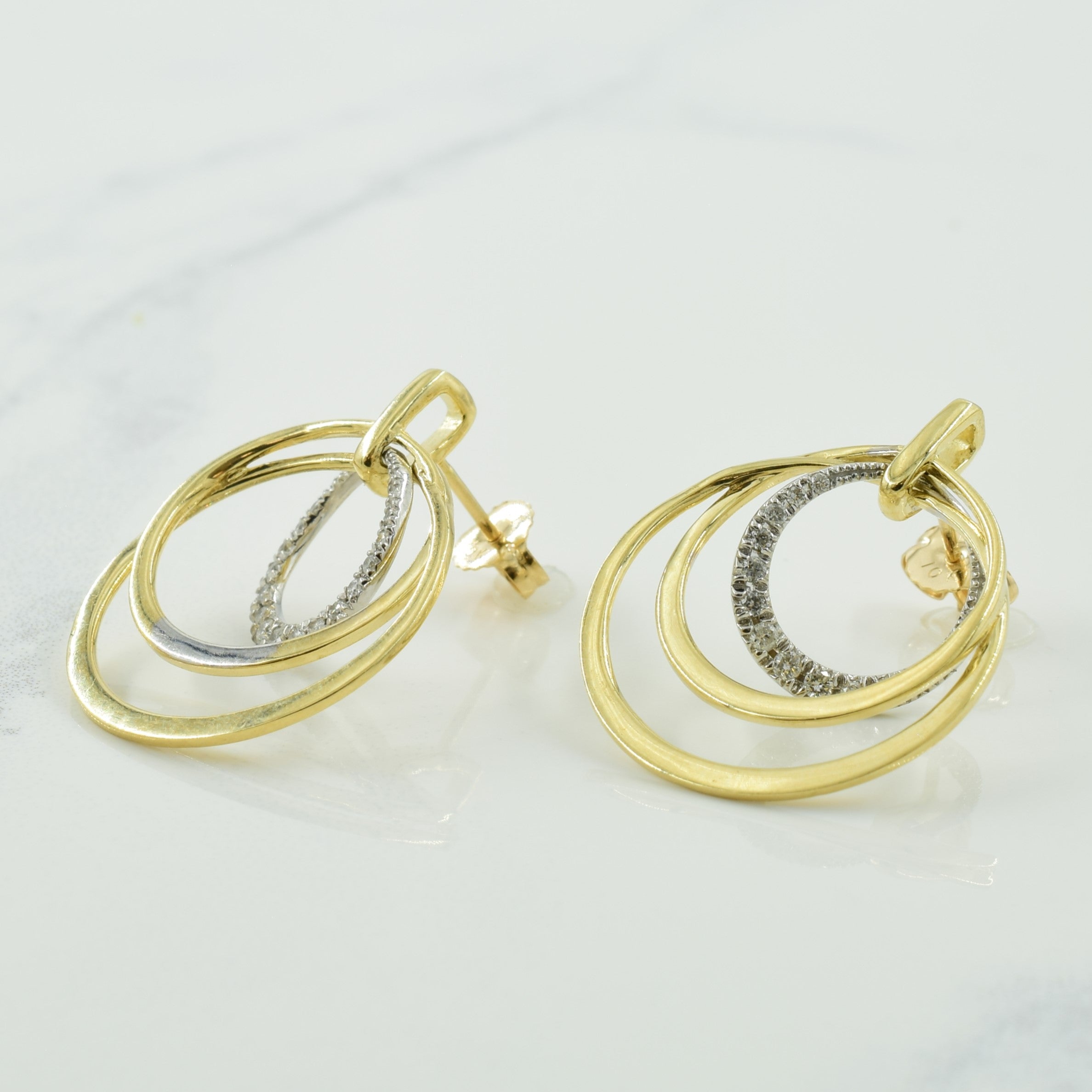 14k Yellow Gold Multi Hoop Diamond Earrings | 0.16ctw |