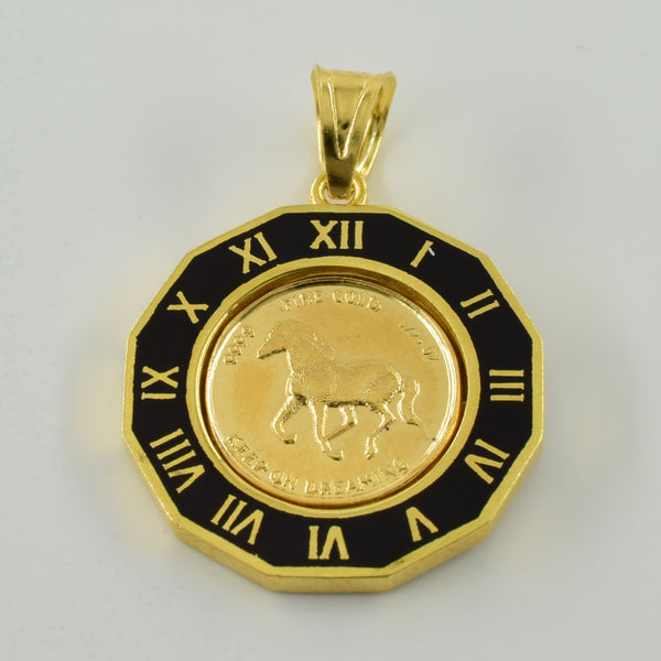 18k Yellow Gold Bezel & 24k Tuvalu Coin Charm |
