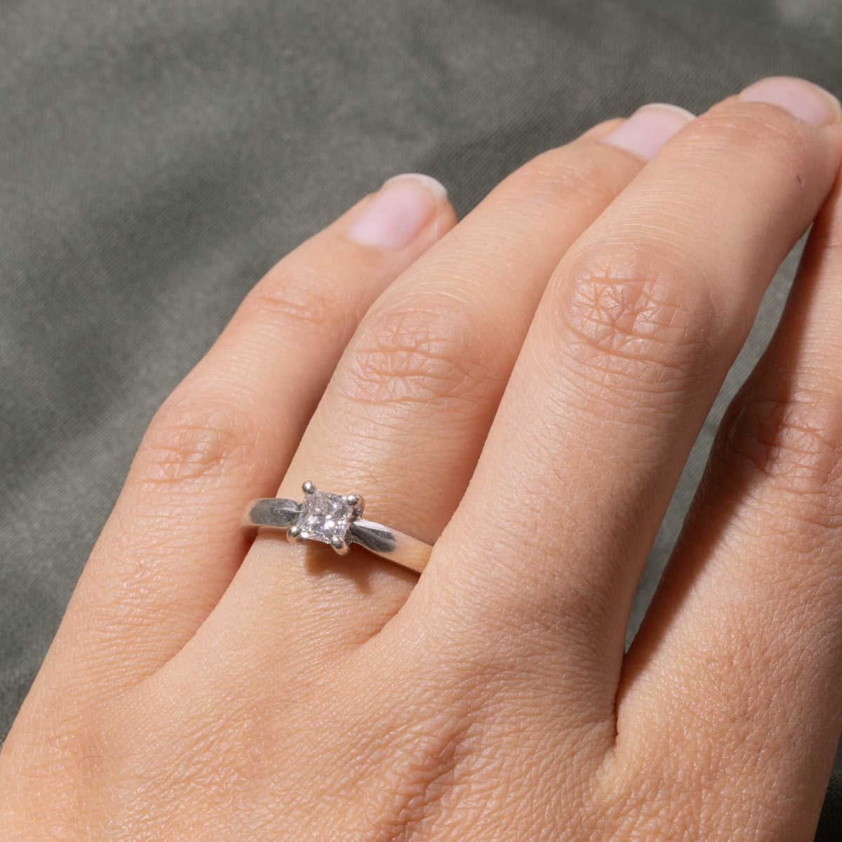 14k Solitaire GIA Princess Cut Diamond Engagement Ring | 0.51ct VS1 F VG | SZ 6.5