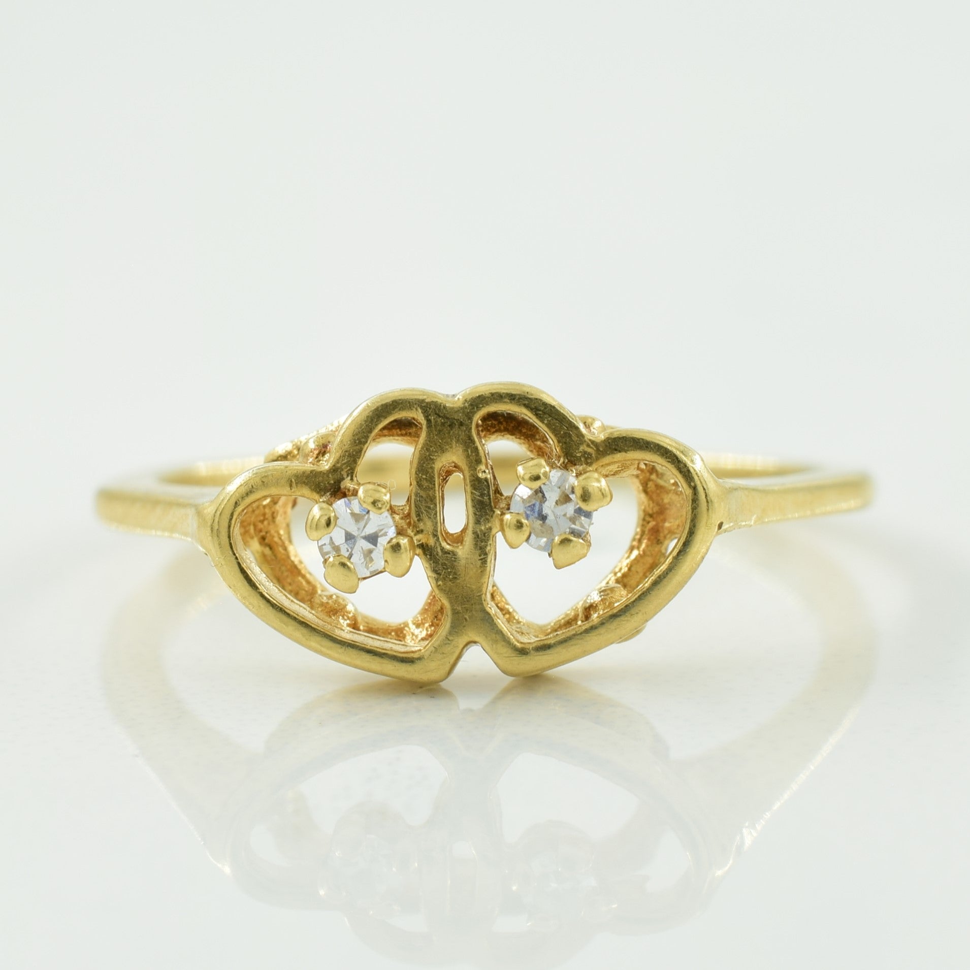 Dual Heart Diamond Ring | 0.05ctw | SZ 5.5 |