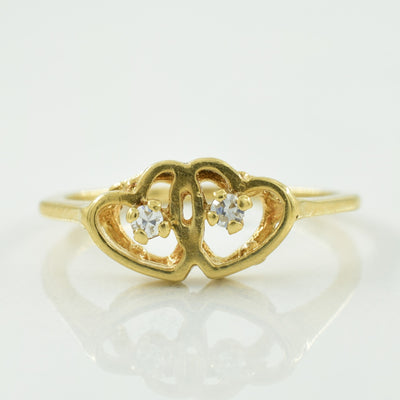 Dual Heart Diamond Ring | 0.05ctw | SZ 5.5 |