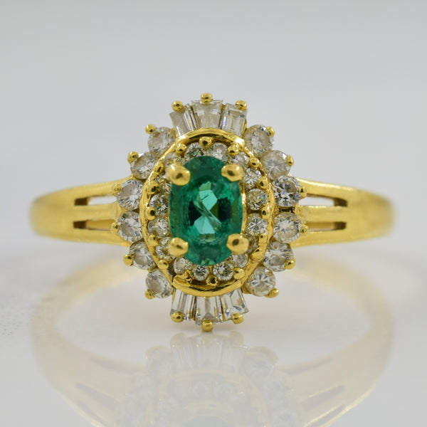 Diamond & Emerald Double Halo Ring | 0.44ctw, 0.35ct | SZ 9.75 |