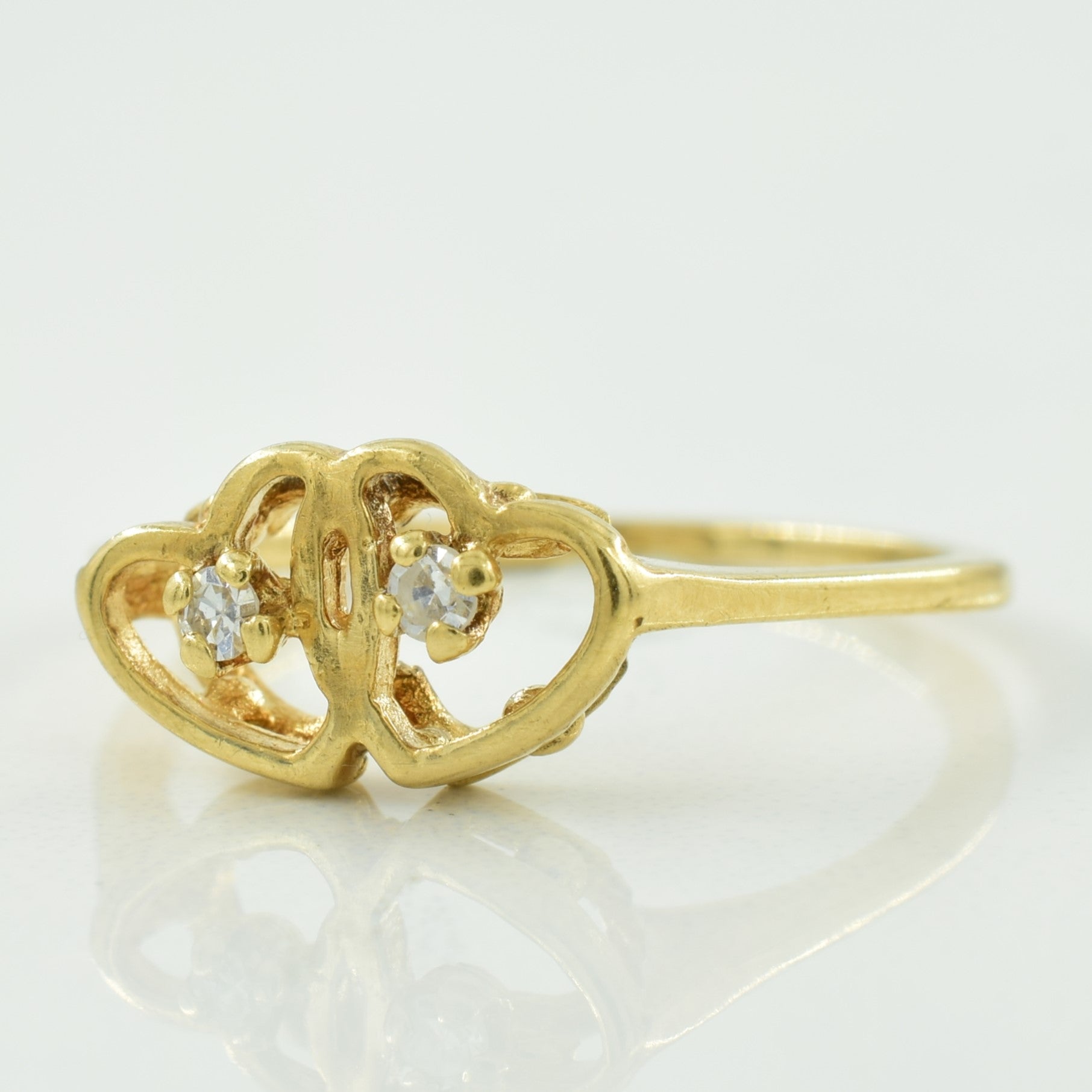 Dual Heart Diamond Ring | 0.05ctw | SZ 5.5 |