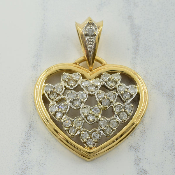 Two Tone Diamond Heart Pendant | 0.40ctw |