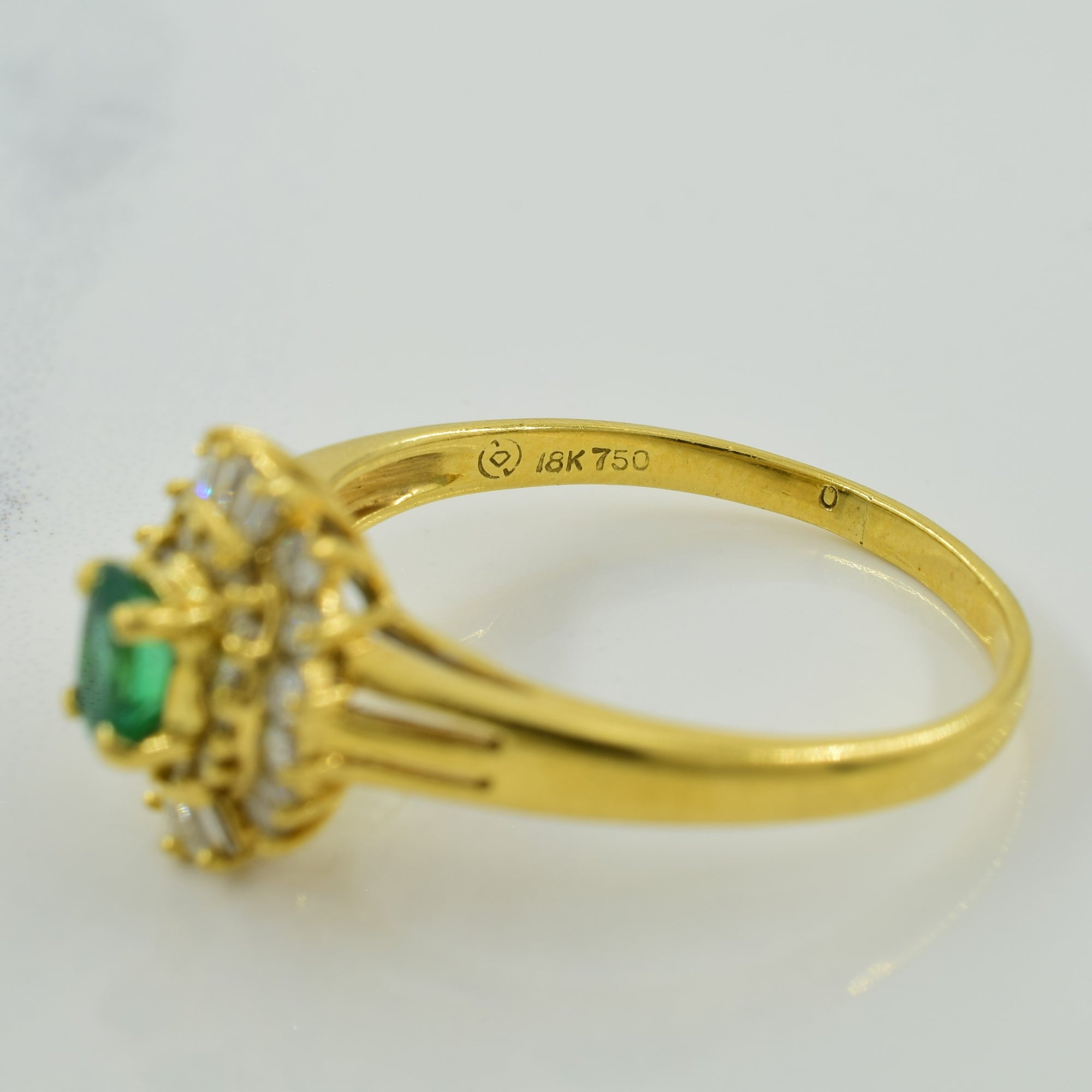 Diamond & Emerald Double Halo Ring | 0.44ctw, 0.35ct | SZ 9.75 |