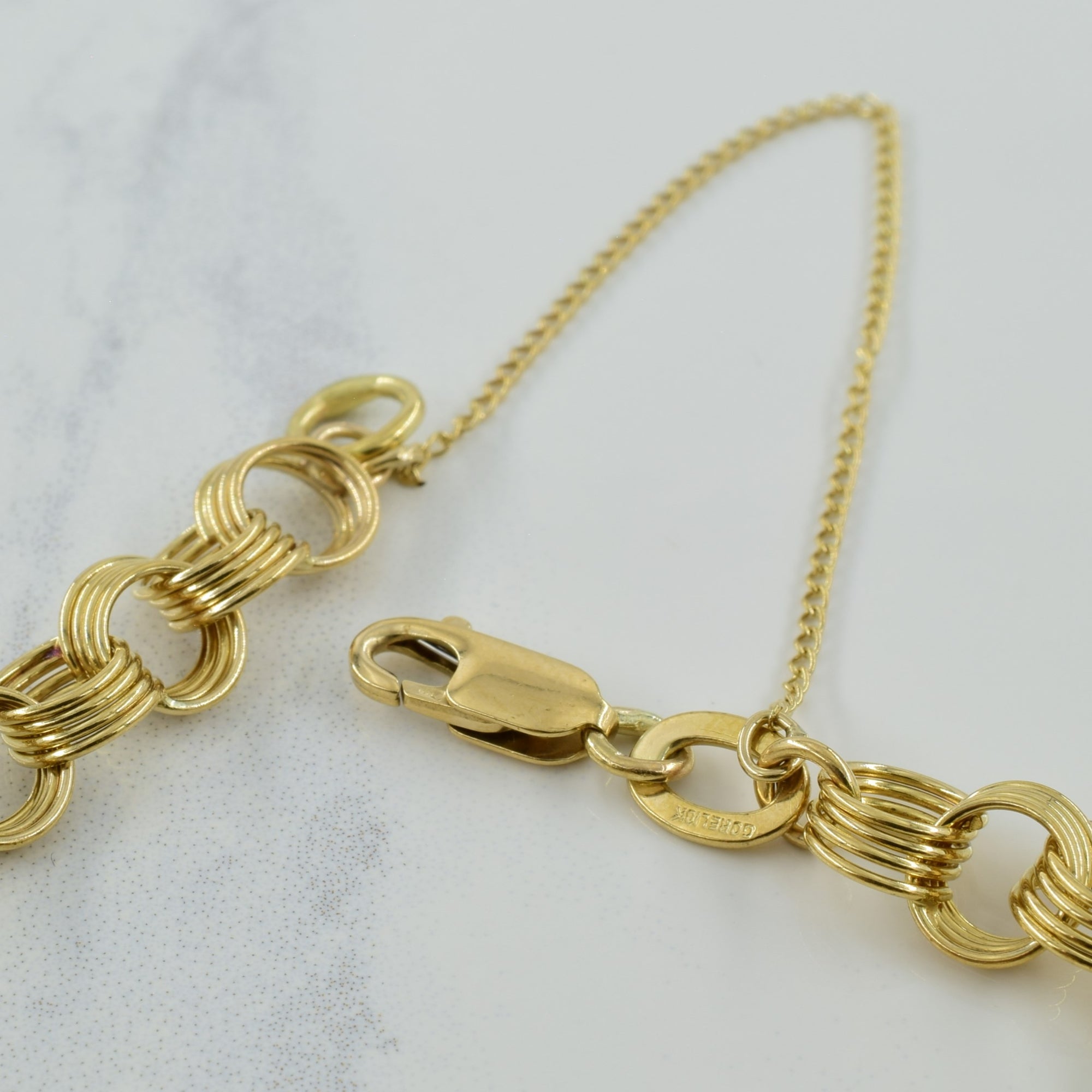 10k Yellow Gold Fancy Link Bracelet | 7.75