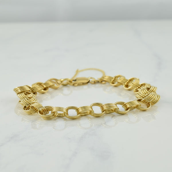 10k Yellow Gold Fancy Link Bracelet | 7.75