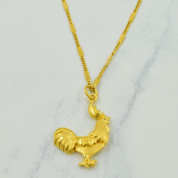 24k Yellow Gold Rooster Necklace | 20