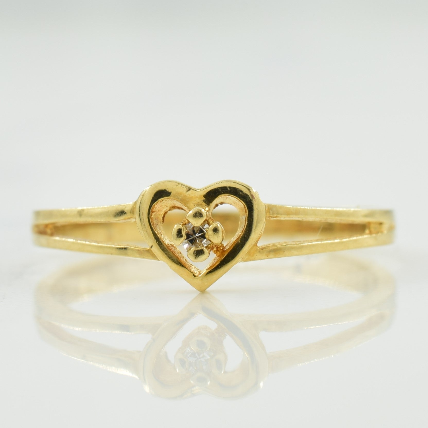 Single Stone Diamond Heart Ring | 0.01ct | SZ 5.25 |