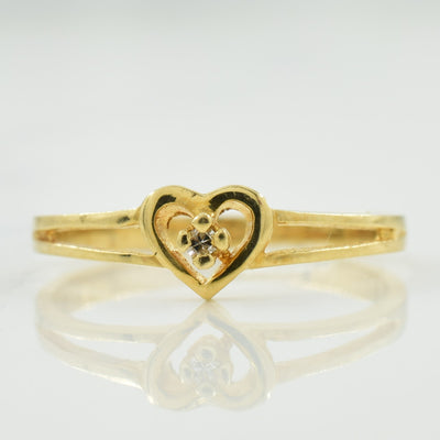 Single Stone Diamond Heart Ring | 0.01ct | SZ 5.25 |