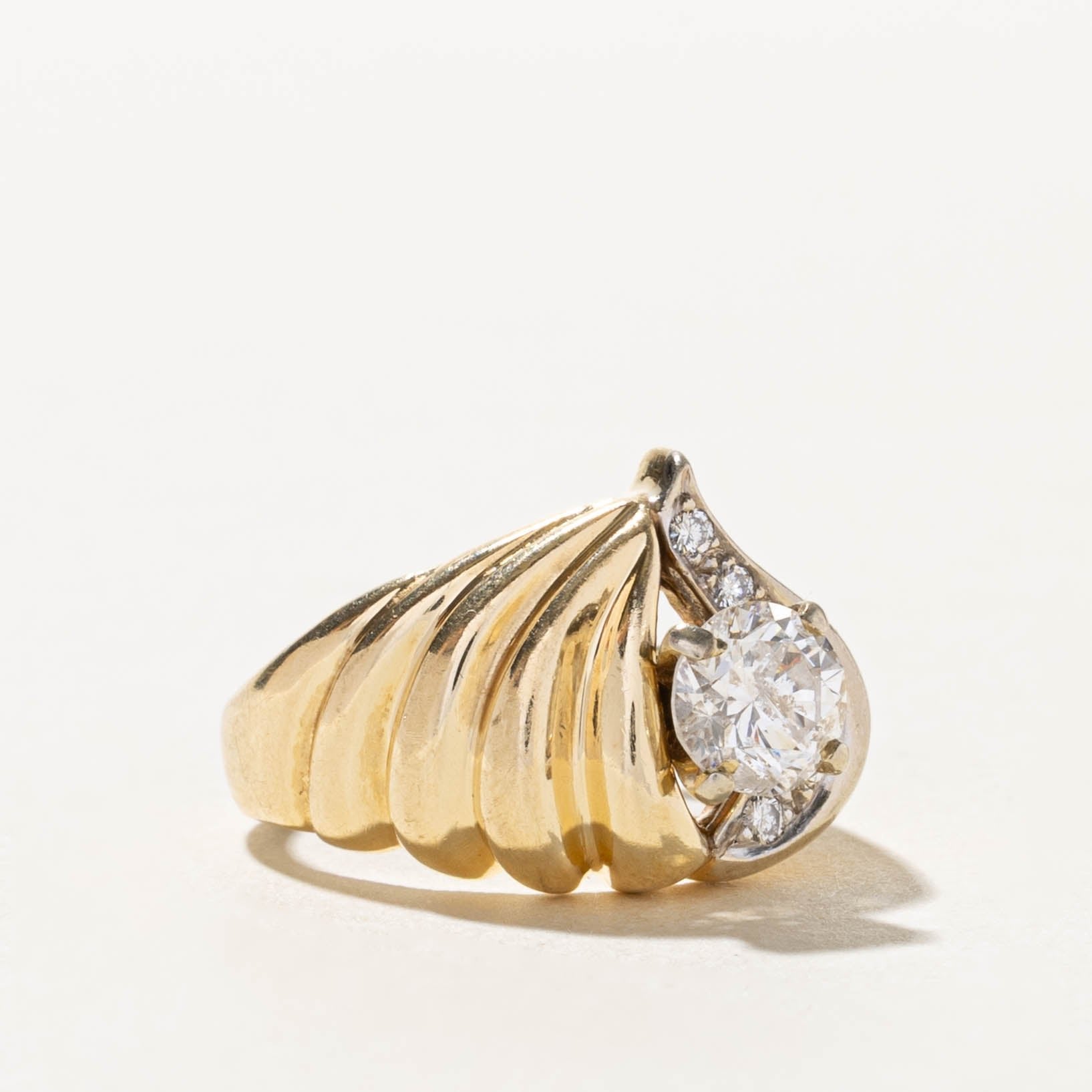 14k Diamond Waterfall Croissant Style Cocktail Ring | 1.07ctw | SZ 6.75